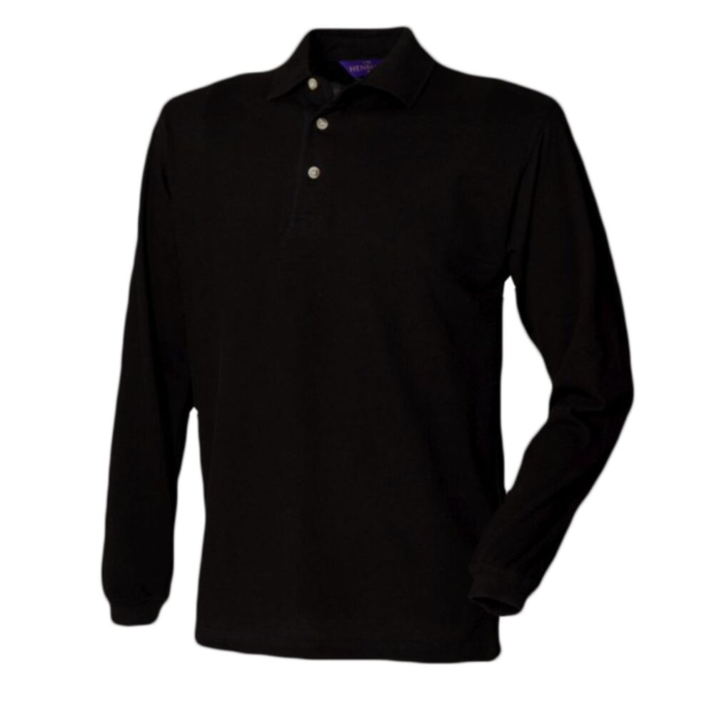 Henbury Long Sleeve Cotton Piqué Polo Shirt Thumbnail