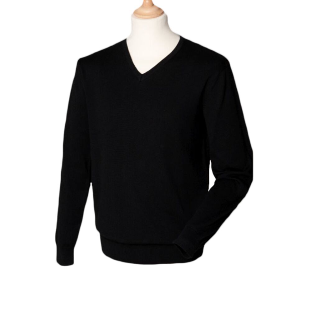 Henbury Lightweight Cotton Acrylic V Neck Sweater Thumbnail