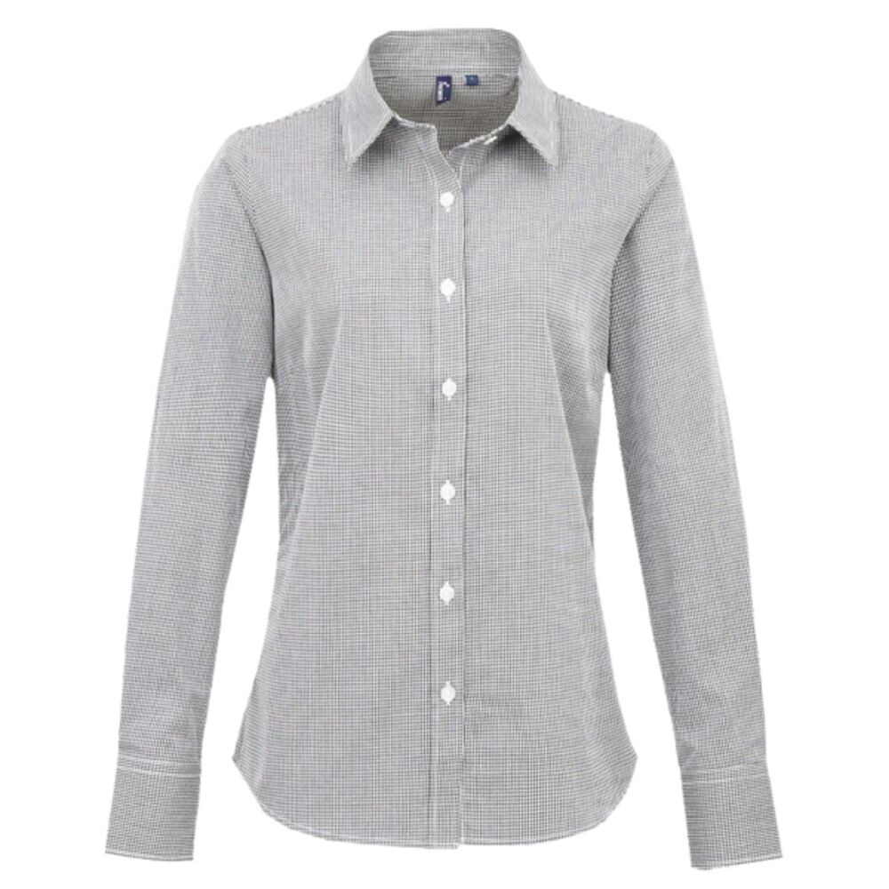 Premier Ladies Gingham Long Sleeve Shirt Thumbnail